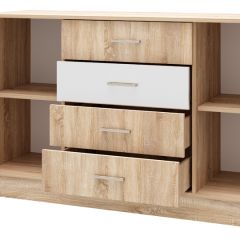 БЕАТРИС Комод К1400 (Дуб Сонома/Белый глянец) в Полевском - polevskoy.mebel24.online | фото 2