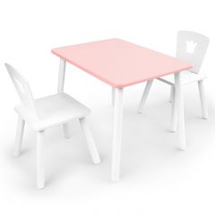 Комплект детской мебели стол и два стула Корона  (Розовый/Белый/Белый) в Полевском - polevskoy.mebel24.online | фото 1
