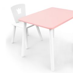 Комплект детской мебели стол и стул Корона (Розовый/Белый/Белый) в Полевском - polevskoy.mebel24.online | фото 1
