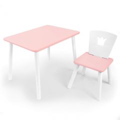 Комплект детской мебели стол и стул Корона (Розовый/Розовый/Белый) в Полевском - polevskoy.mebel24.online | фото