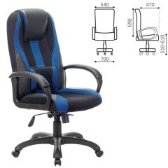 Кресло компьютерное BRABIX PREMIUM "Rapid GM-102" (экокожа/ткань, черное/синее) 532106 в Полевском - polevskoy.mebel24.online | фото 2