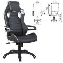 Кресло компьютерное BRABIX Techno Pro GM-003 (экокожа черное/серое, вставки серые) 531814 в Полевском - polevskoy.mebel24.online | фото