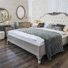 Кровать Мокко 1600 с мягким изголовьем + основание (серый камень) в Полевском - polevskoy.mebel24.online | фото