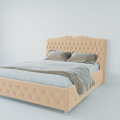 Кровать Нягань с ПМ 1600 (экокожа бежевая) в Полевском - polevskoy.mebel24.online | фото 2