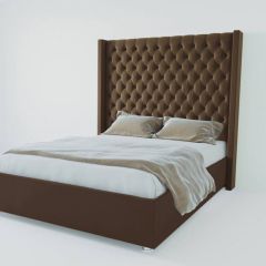 Кровать Версаль ЛЮКС с ПМ 1200 (экокожа коричневая) в Полевском - polevskoy.mebel24.online | фото