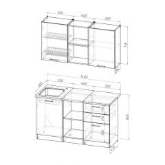 Кухонный гарнитур Ольга медиум 4 1400 мм в Полевском - polevskoy.mebel24.online | фото 2