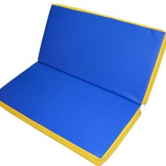 Мат гимнастический 1х1х0,08м складной цв. синий-желтый в Полевском - polevskoy.mebel24.online | фото