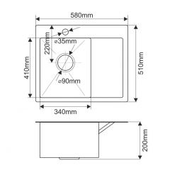 Мойка HD5851L MELANA ProfLine 3,0/200 САТИН врезная прямоугольная с коландером HD5851L в Полевском - polevskoy.mebel24.online | фото 2