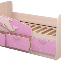 Кровать Дельфин 1,6 (Дуб молочный/фасад - Ламарти розовый) в Полевском - polevskoy.mebel24.online | фото