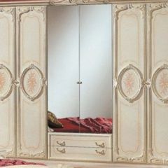 Шкаф 6-и дверный с зеркалами (01.146) Роза (беж) в Полевском - polevskoy.mebel24.online | фото