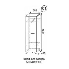 Шкаф для одежды 2-х дверный София 1 в Полевском - polevskoy.mebel24.online | фото 3