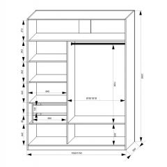 Шкаф-купе 1500 серии NEW CLASSIC K2+K2+B2+PL2(2 ящика+1 штанга+1 полка) профиль «Капучино» в Полевском - polevskoy.mebel24.online | фото 3