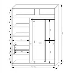 Шкаф-купе 1700 серии NEW CLASSIC K4+K4+B2+PL4 (2 ящика+F обр. штанга) профиль «Капучино» в Полевском - polevskoy.mebel24.online | фото 3