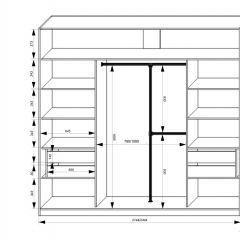 Шкаф-купе 2150 серии NEW CLASSIC K4+K4+K4+B22+PL4(по 2 ящика лев/прав+F обр.штанга) профиль «Капучино» в Полевском - polevskoy.mebel24.online | фото 3