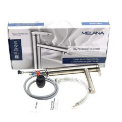 Смеситель д/кухни MELANA-F610303 Stello нерж.сталь, однорычажный, сатин, вытяжной излив в Полевском - polevskoy.mebel24.online | фото 2
