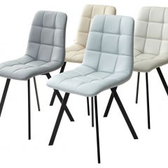 Стул CHILLI SQUARE HK017-02 серо-бежевый, PU/ черный каркас М-City в Полевском - polevskoy.mebel24.online | фото 3