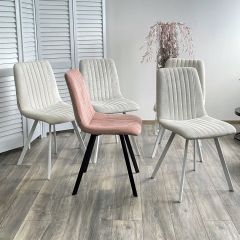 Стул ELVIS WZ2042-01 молочный фактурный велюр / белый каркас М-City в Полевском - polevskoy.mebel24.online | фото 2