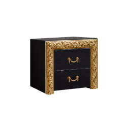 Тумба прикроватная (2 ящика)Тиффани Premium черная/золото (ТФТП-1(П) в Полевском - polevskoy.mebel24.online | фото