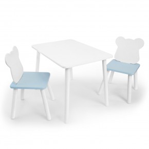 Детский комплект стол и два стула «Мишка» Rolti Baby (белый/голубой, массив березы/мдф) в Полевском - polevskoy.mebel24.online | фото