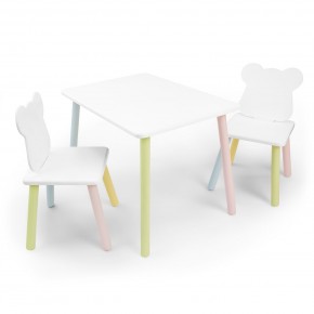 Детский комплект стол и два стула «Мишка» Rolti Baby (белый/цветной, массив березы/мдф) в Полевском - polevskoy.mebel24.online | фото
