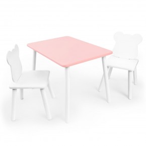 Детский комплект стол и два стула «Мишка» Rolti Baby (розовый/белый, массив березы/мдф) в Полевском - polevskoy.mebel24.online | фото
