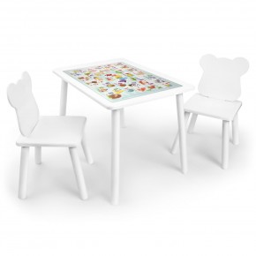 Детский комплект стол и два стула Мишка Rolti Baby с накладкой Алфавит (белая столешница/белое сиденье/белые ножки) в Полевском - polevskoy.mebel24.online | фото