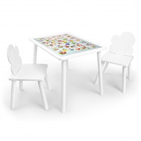 Детский комплект стол и два стула Облачко Rolti Baby с накладкой Алфавит (белая столешница/белое сиденье/белые ножки) в Полевском - polevskoy.mebel24.online | фото