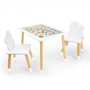 Детский комплект стол и два стула Облачко Rolti Baby с накладкой Алфавит (белая столешница/белое сиденье/береза ножки) в Полевском - polevskoy.mebel24.online | фото