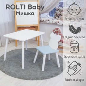 Детский комплект стол и стул «Мишка» Rolti Baby  (голубая столешница/голубое сиденье/белые ножки) в Полевском - polevskoy.mebel24.online | фото 1