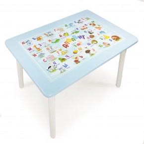 Детский стол с накладкой Алфавит  (Голубой/Белый) в Полевском - polevskoy.mebel24.online | фото 1