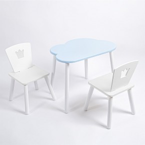 Комплект детский стол ОБЛАЧКО и два стула КОРОНА ROLTI Baby (голубая столешница/белое сиденье/белые ножки) в Полевском - polevskoy.mebel24.online | фото
