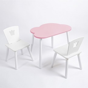 Комплект детский стол ОБЛАЧКО и два стула КОРОНА ROLTI Baby (розовая столешница/белое сиденье/белые ножки) в Полевском - polevskoy.mebel24.online | фото