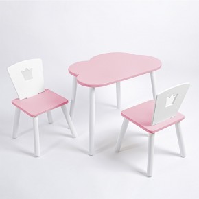 Комплект детский стол ОБЛАЧКО и два стула КОРОНА ROLTI Baby (розовая столешница/розовое сиденье/белые ножки) в Полевском - polevskoy.mebel24.online | фото
