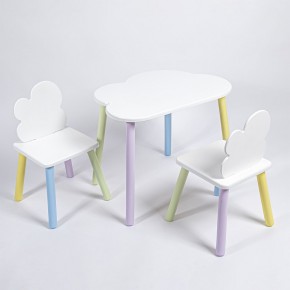 Комплект детский стол ОБЛАЧКО и два стула ОБЛАЧКО  ROLTI Baby (белая столешница/белое сиденье/цветные ножки) в Полевском - polevskoy.mebel24.online | фото