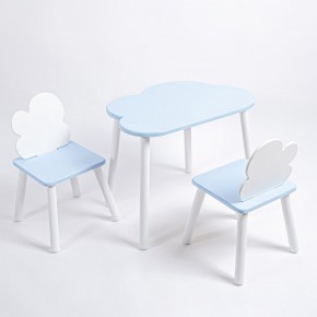 Комплект детский стол ОБЛАЧКО и два стула ОБЛАЧКО ROLTI Baby (голубая столешница/голубое сиденье/белые ножки) в Полевском - polevskoy.mebel24.online | фото