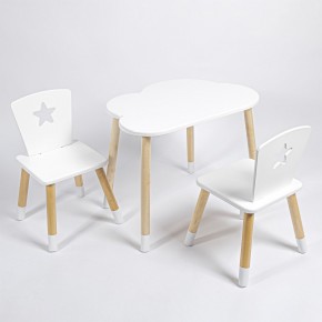 Комплект детский стол ОБЛАЧКО и два стула ЗВЕЗДА ROLTI Baby (белая столешница/белое сиденье/береза ножки) в Полевском - polevskoy.mebel24.online | фото 1