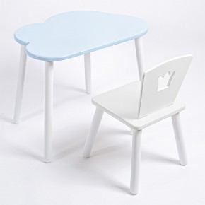 Комплект детский стол ОБЛАЧКО и стул КОРОНА ROLTI Baby (голубая  столешница/белое сиденье/белые ножки) в Полевском - polevskoy.mebel24.online | фото