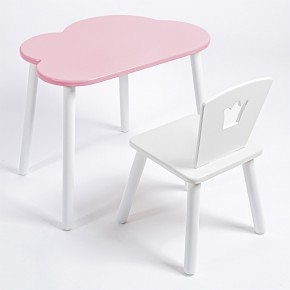 Комплект детский стол ОБЛАЧКО и стул КОРОНА ROLTI Baby (розовая столешница/белое сиденье/белые ножки) в Полевском - polevskoy.mebel24.online | фото
