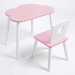 Комплект детский стол ОБЛАЧКО и стул КОРОНА ROLTI Baby (розовая столешница/розовое сиденье/белые ножки) в Полевском - polevskoy.mebel24.online | фото 1