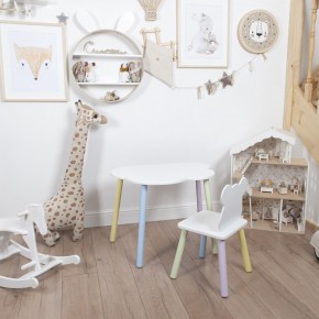 Комплект детский стол ОБЛАЧКО и стул МИШКА ROLTI Baby (белая столешница/белое сиденье/цветные ножки) в Полевском - polevskoy.mebel24.online | фото 1