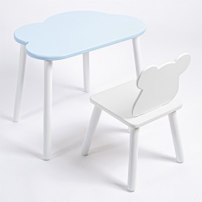 Комплект детский стол ОБЛАЧКО и стул МИШКА ROLTI Baby (голубая столешница/белое сиденье/белые ножки) в Полевском - polevskoy.mebel24.online | фото