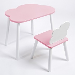 Комплект детский стол ОБЛАЧКО и стул ОБЛАЧКО ROLTI Baby (розовая столешница/розовое сиденье/белые ножки) в Полевском - polevskoy.mebel24.online | фото