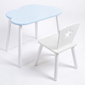 Комплект детский стол ОБЛАЧКО и стул ЗВЕЗДА ROLTI Baby (голубая столешница/белое сиденье/белые ножки) в Полевском - polevskoy.mebel24.online | фото 1
