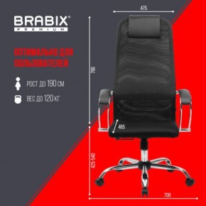 Кресло BRABIX PREMIUM "Ultimate EX-800" хром, плотная двойная сетка Х2, черное, 532911 в Полевском - polevskoy.mebel24.online | фото 6
