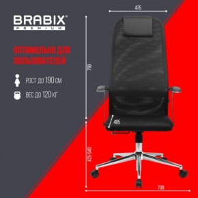 Кресло BRABIX PREMIUM "Ultimate EX-801" хром, плотная двойная сетка Х2, черное, 532917 в Полевском - polevskoy.mebel24.online | фото 7