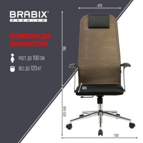 Кресло BRABIX PREMIUM "Ultimate EX-801" хром, плотная двойная сетка Х2, черное/коричневое, 532920 в Полевском - polevskoy.mebel24.online | фото 6