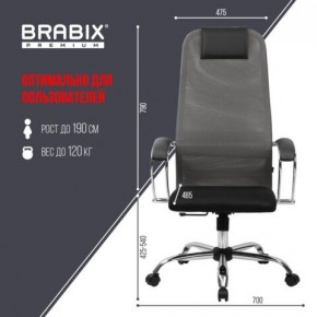 Кресло офисное BRABIX PREMIUM "Ultimate EX-800" хром, плотная двойная сетка Х2, черное/серое, 532912 в Полевском - polevskoy.mebel24.online | фото 3