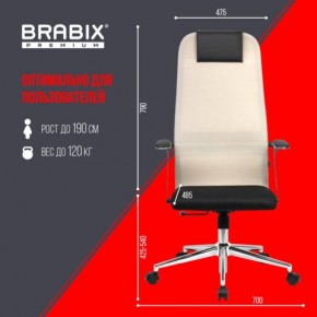 Кресло офисное BRABIX PREMIUM "Ultimate EX-801" хром, плотная двойная сетка Х2, черное/бежевое, 532919 в Полевском - polevskoy.mebel24.online | фото 6