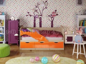 Кровать Дельфин-1 800*1600 (Оранжевый металлик/дуб крафт белый) в Полевском - polevskoy.mebel24.online | фото
