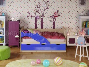 Кровать Дельфин-1 800*1600 (Синий металлик/дуб крафт белый) в Полевском - polevskoy.mebel24.online | фото
